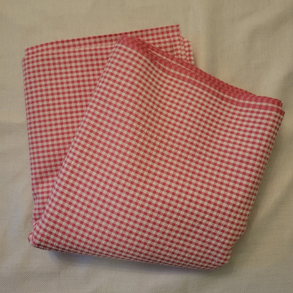 4 Yards Fabric Pink White Gingham Check Woven 46x144 Retro Picnic Material Craft